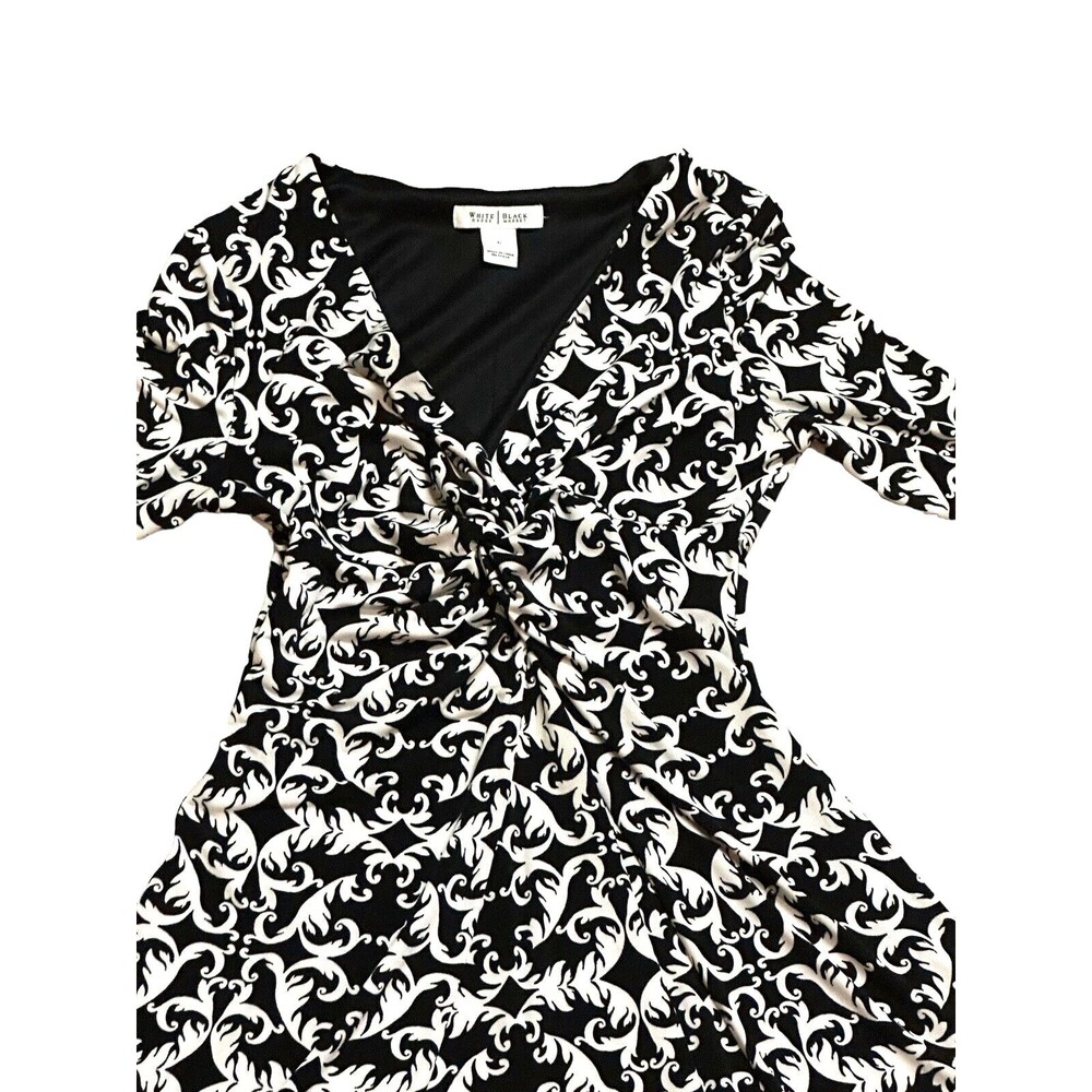 WHBM whimsygoth Dress size 6 black Gray floral Design Fit Flare stretch romantic